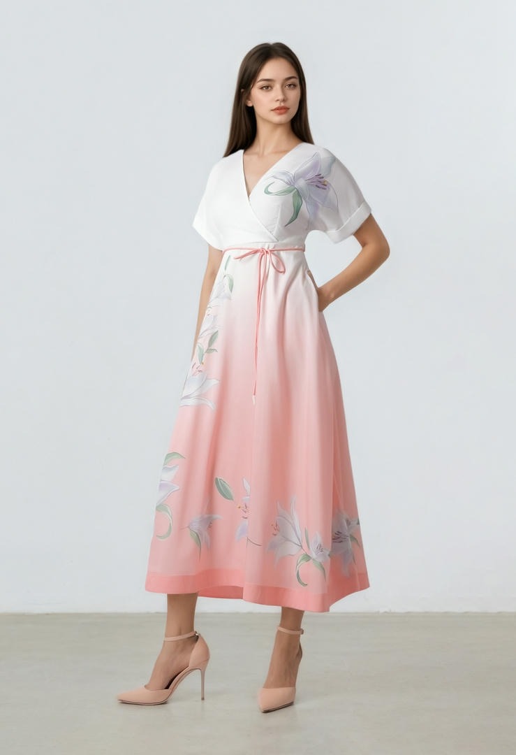 gradient wrap front Dress