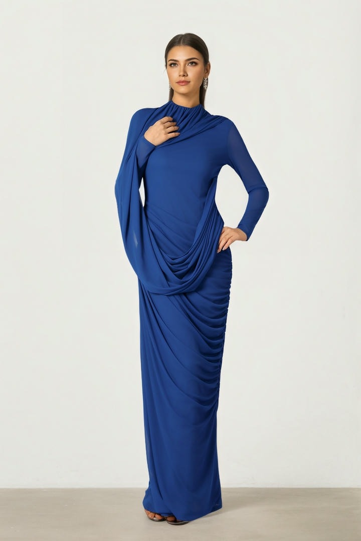 Draped Mesh Dress