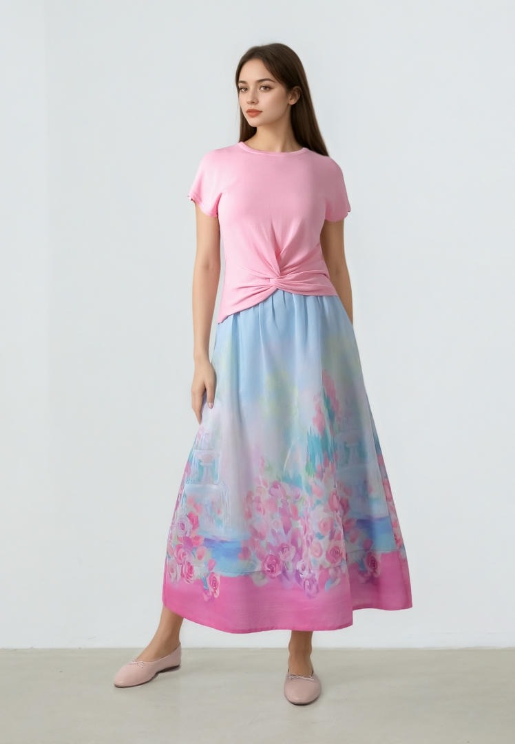 Printed A-Line Skirt