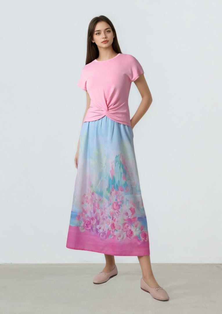 Printed A-Line Skirt