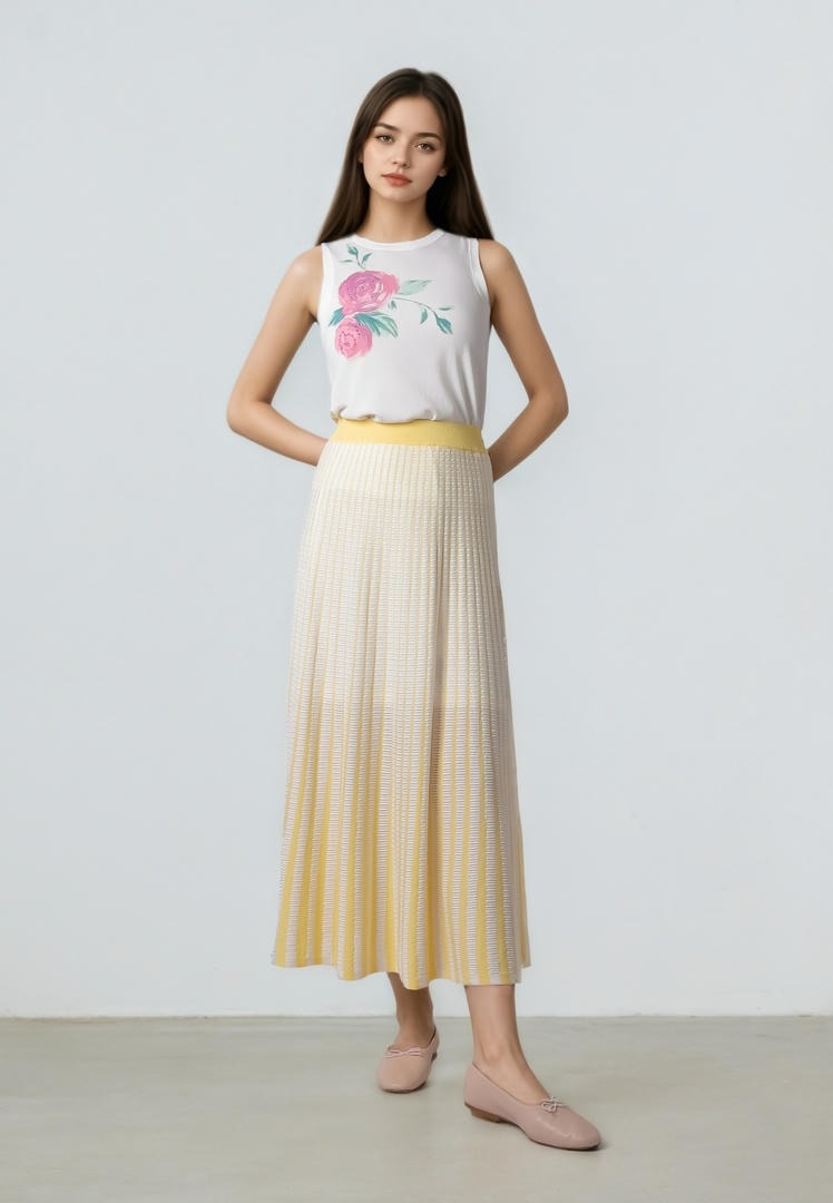 Beaded Print Knit Top