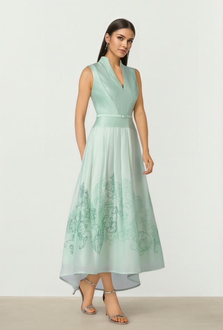 Highlow Printed Dress