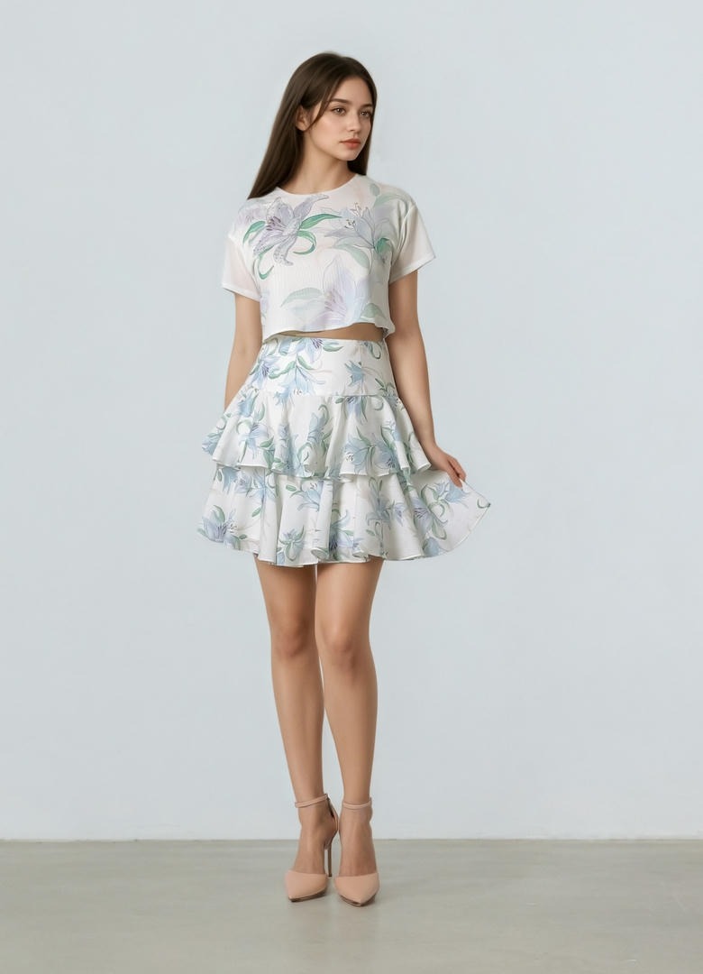 Ruffled layer mini skirt