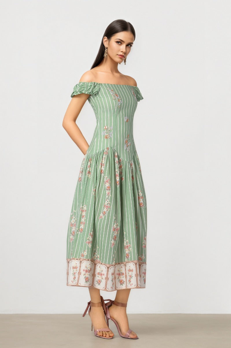Printed Shoulder Dress