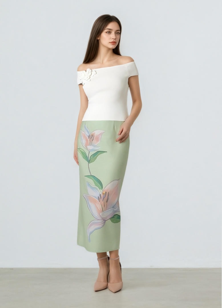 Printed Pencil Skirt