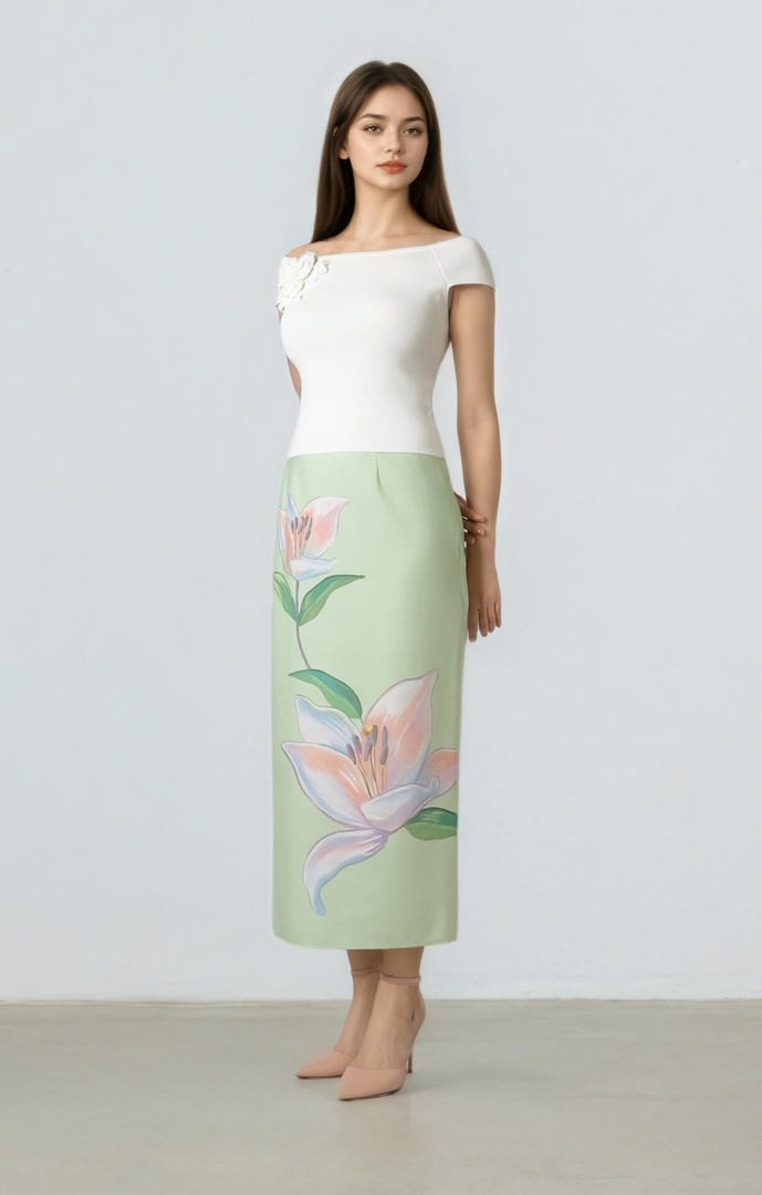 Printed Pencil Skirt