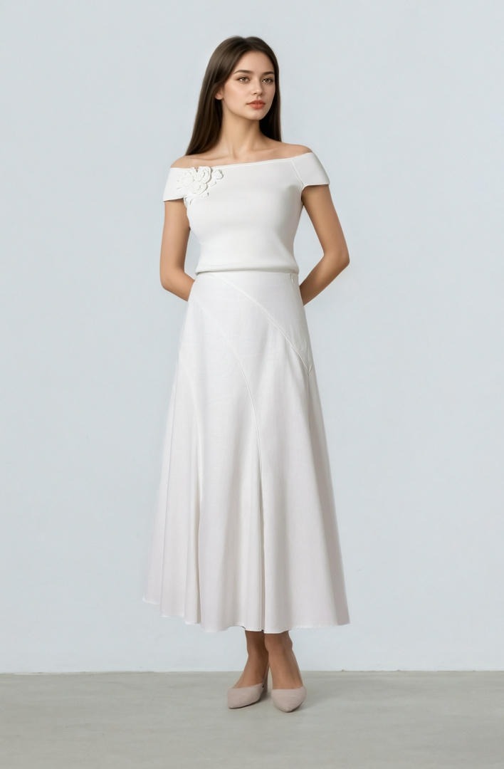 Slanted Cut Maxi Skirt