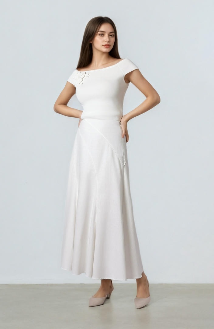 Slanted Cut Maxi Skirt