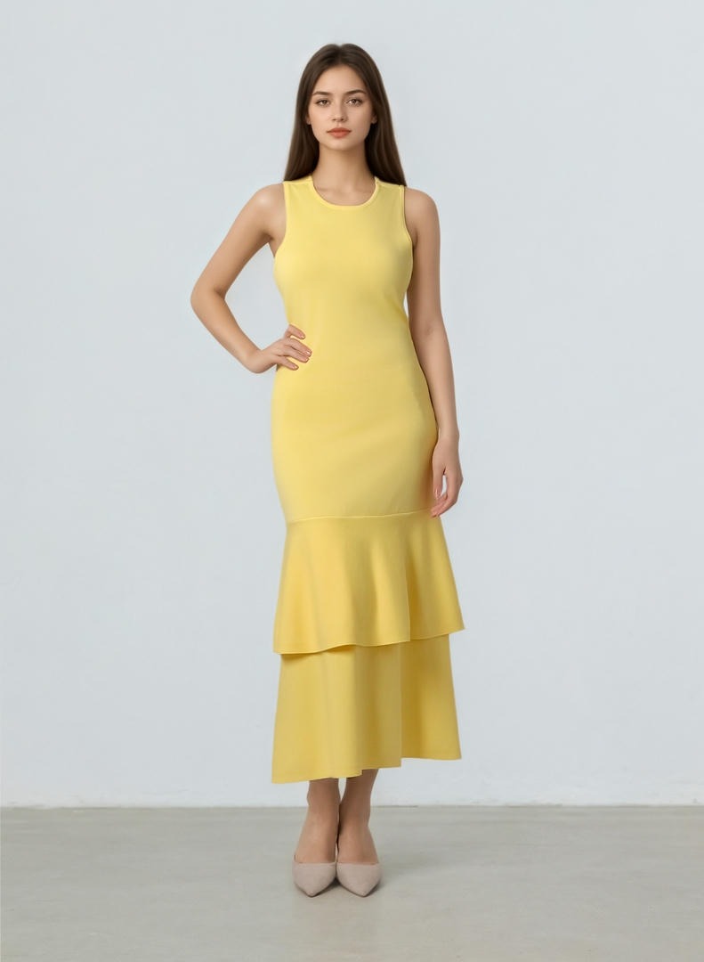 Ruffled Hem Knit Dress