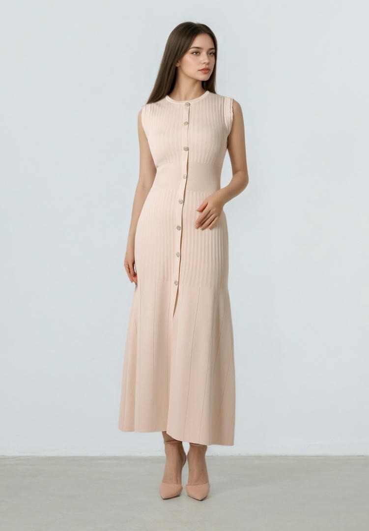 Buttoned knit dress