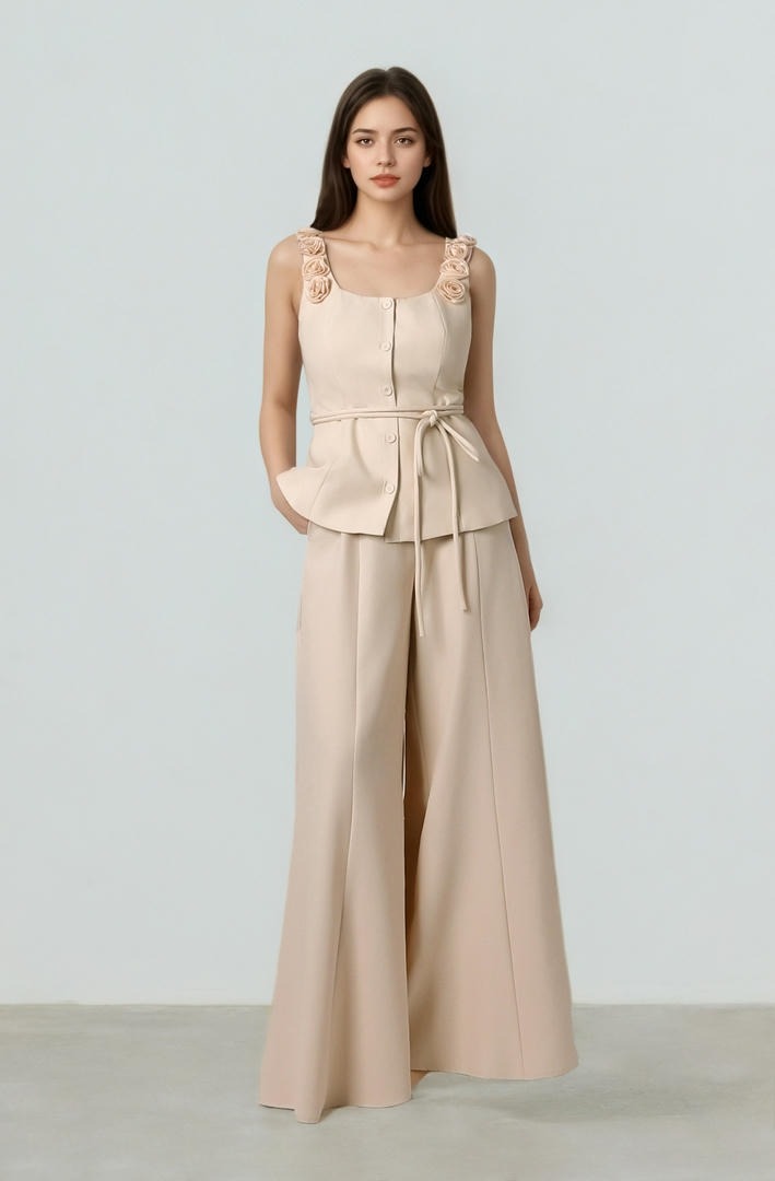 Rose Details crepe Top