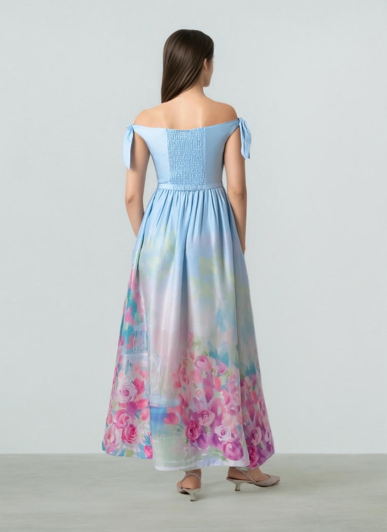 Printed Off-shoulder Dress