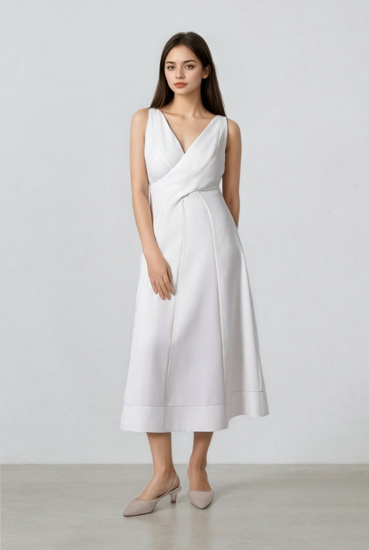 Cross Detail V-Neck Dress