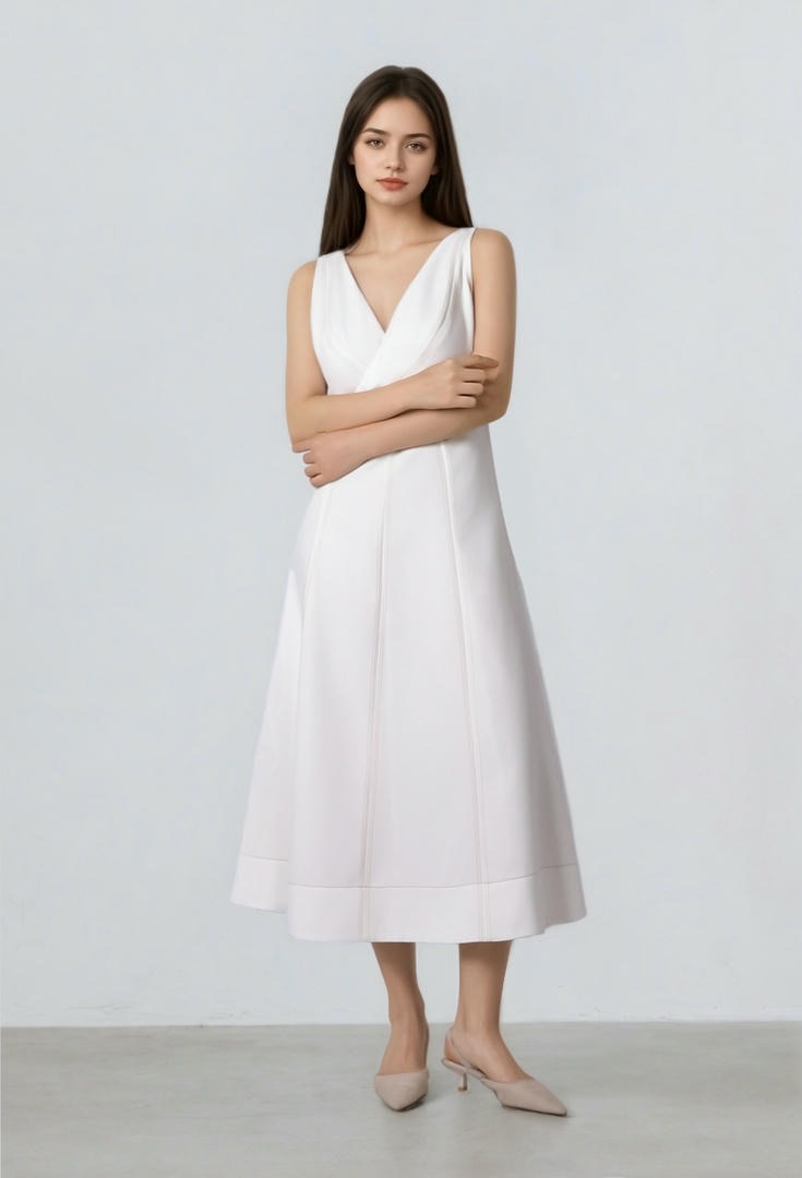 Cross Detail V-Neck Dress