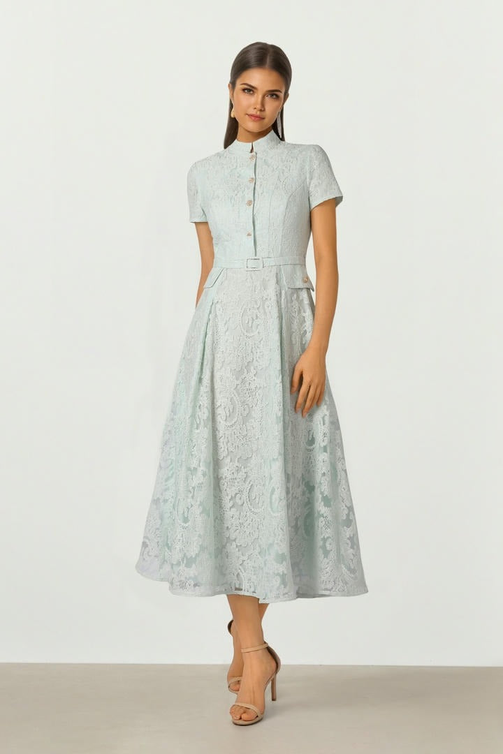 Belted Lace Dress