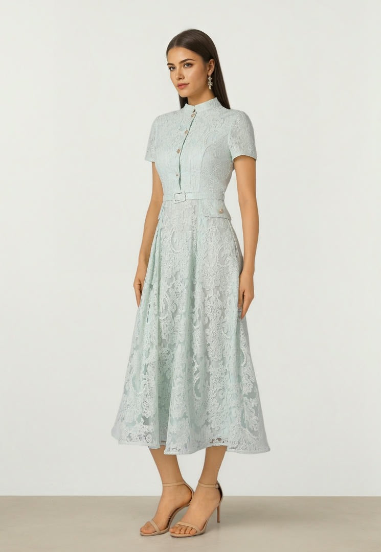 Belted Lace Dress