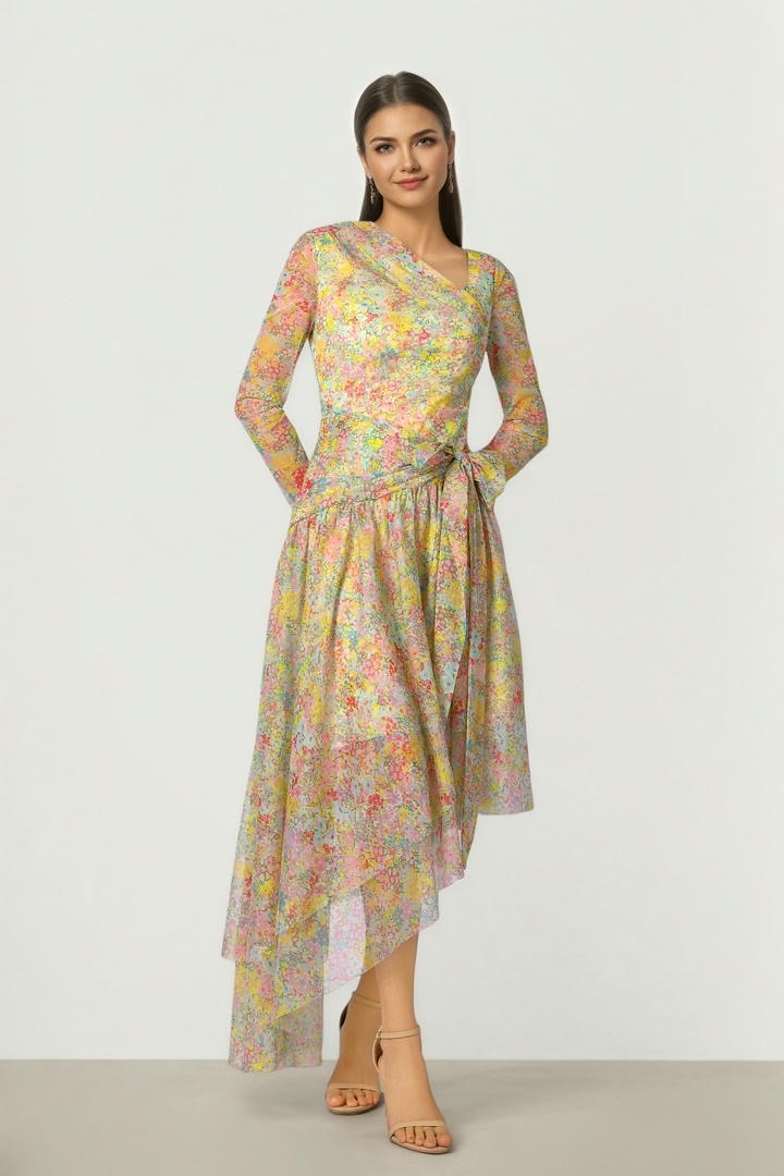 Printed Mesh Dress