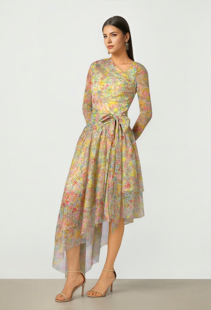 Printed Mesh Dress
