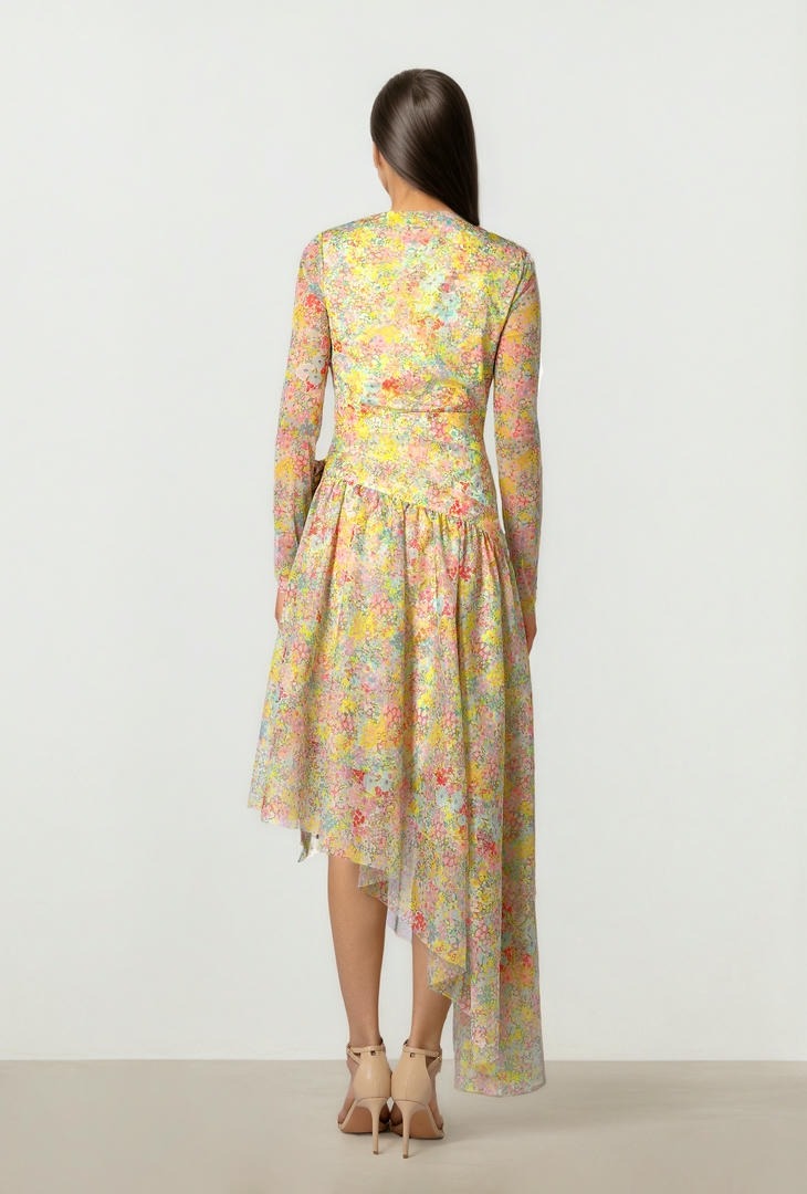 Printed Mesh Dress