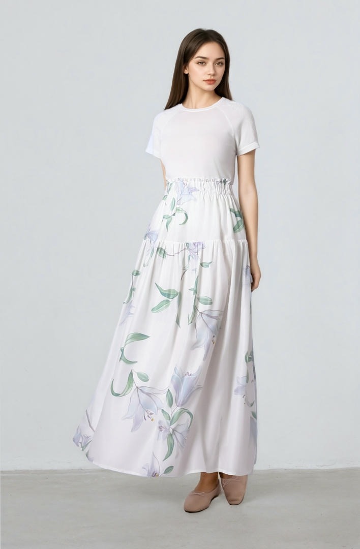 Full-Length floral print Skirt