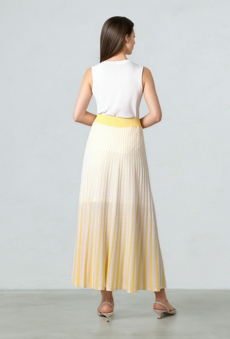 A-Line Knit Skirt with Rib Waistband
