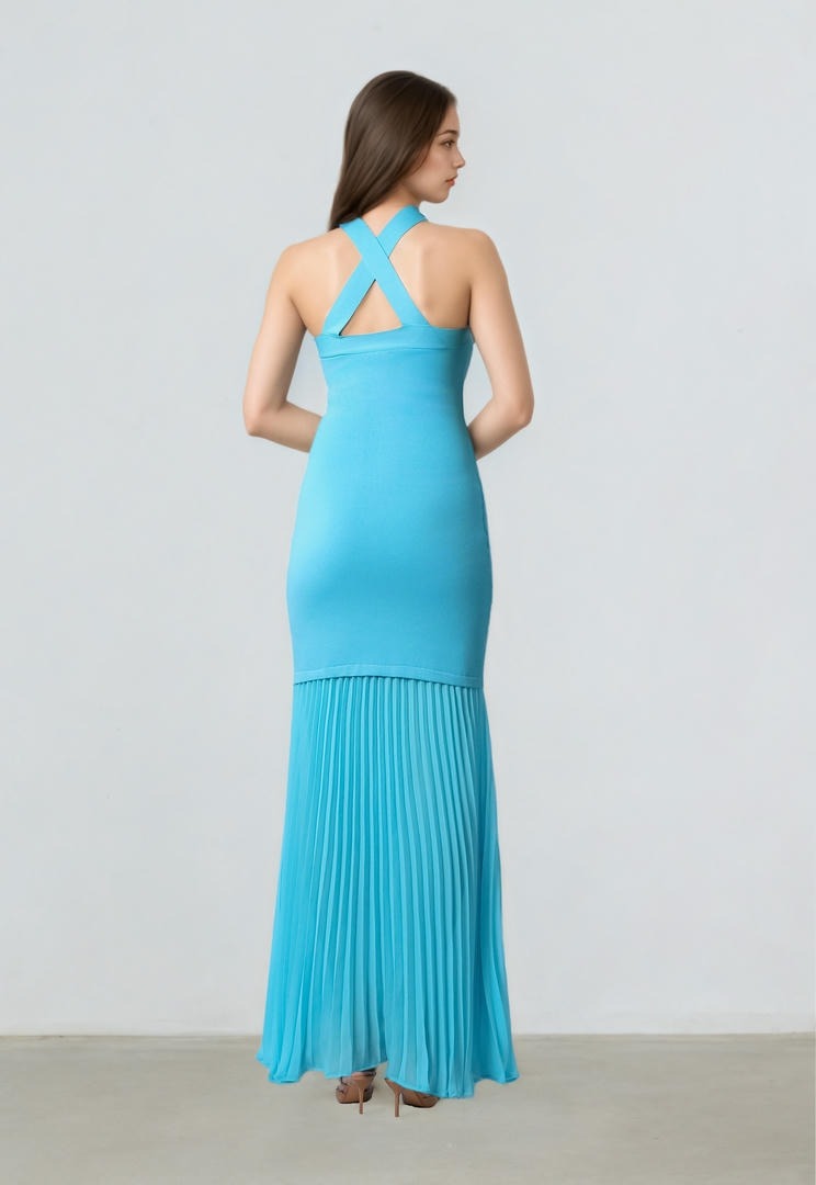 Pleated sheered hem dress