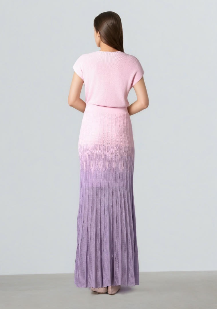 Ombre Pleated A-Line Skirt