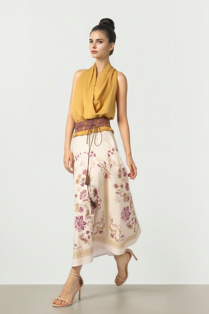 Floral Linen Skirt