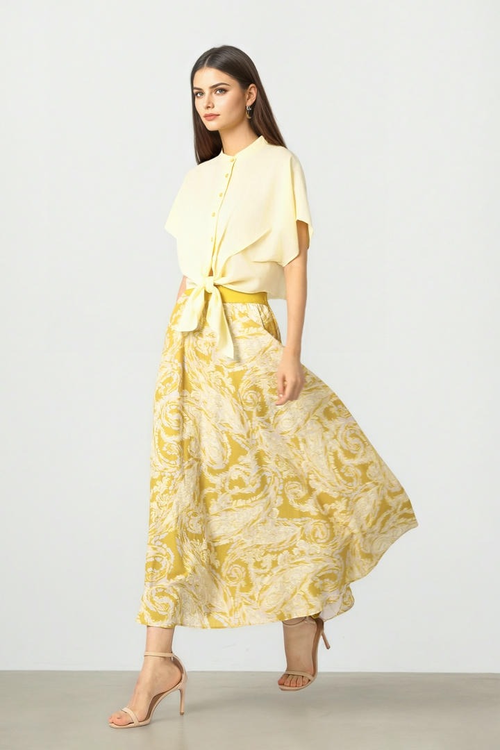 Printed A-Line Skirt