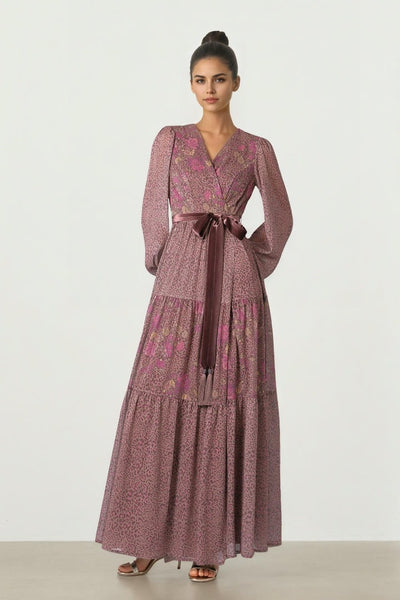 Embroidered Wrap Dress