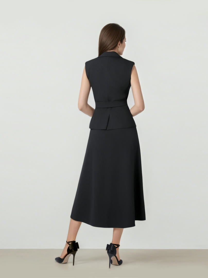 Sleeveless Wrap Crepe Dress