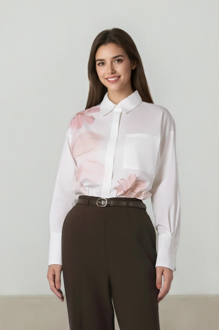Floral Printed White Shirt
