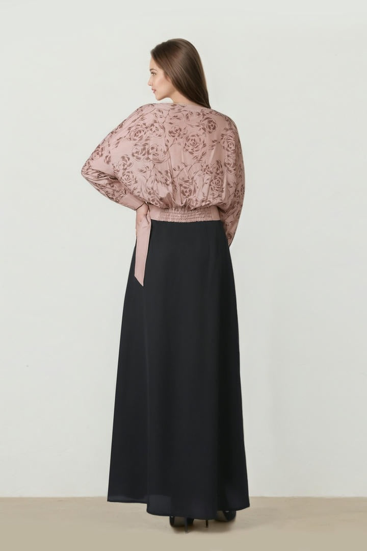 Black Pleated Crepe Maxi Skirt