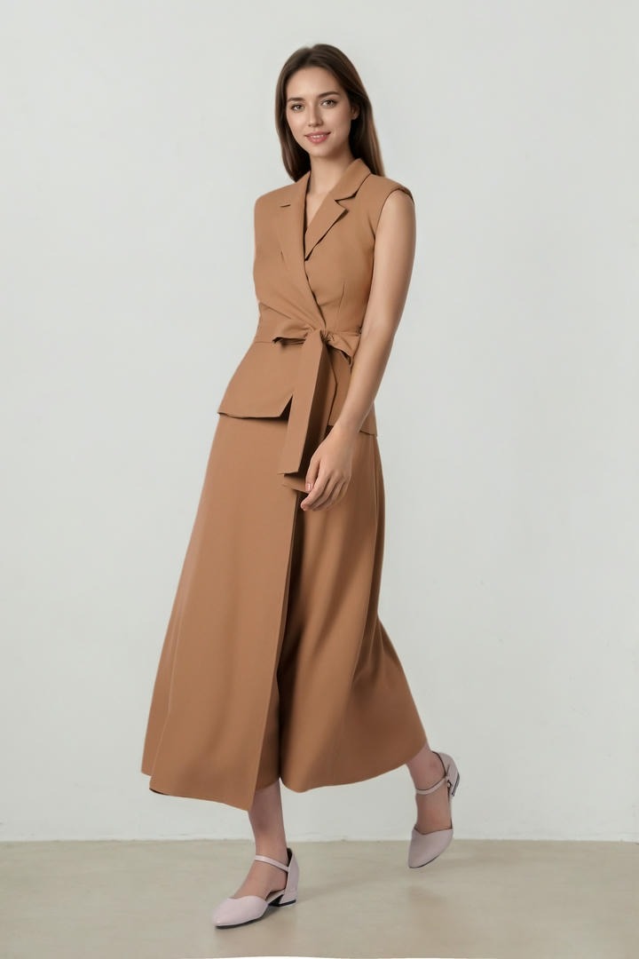Sleeveless Wrap Crepe Dress