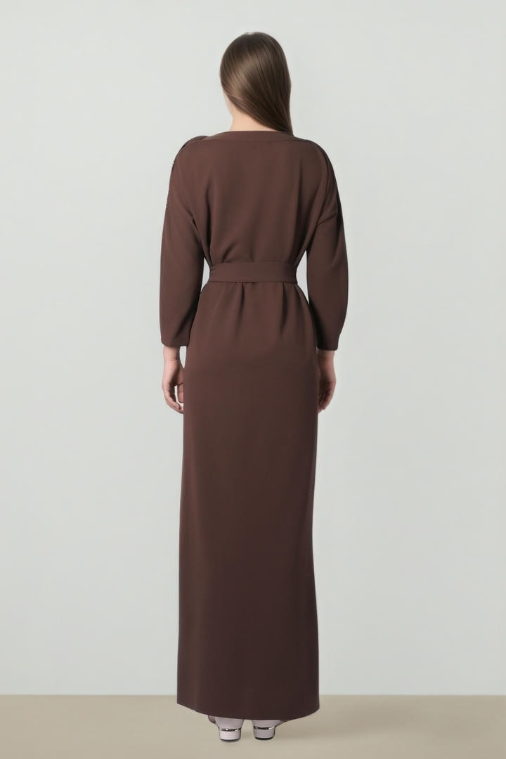 Long Sleeve Belted Jersey Dress