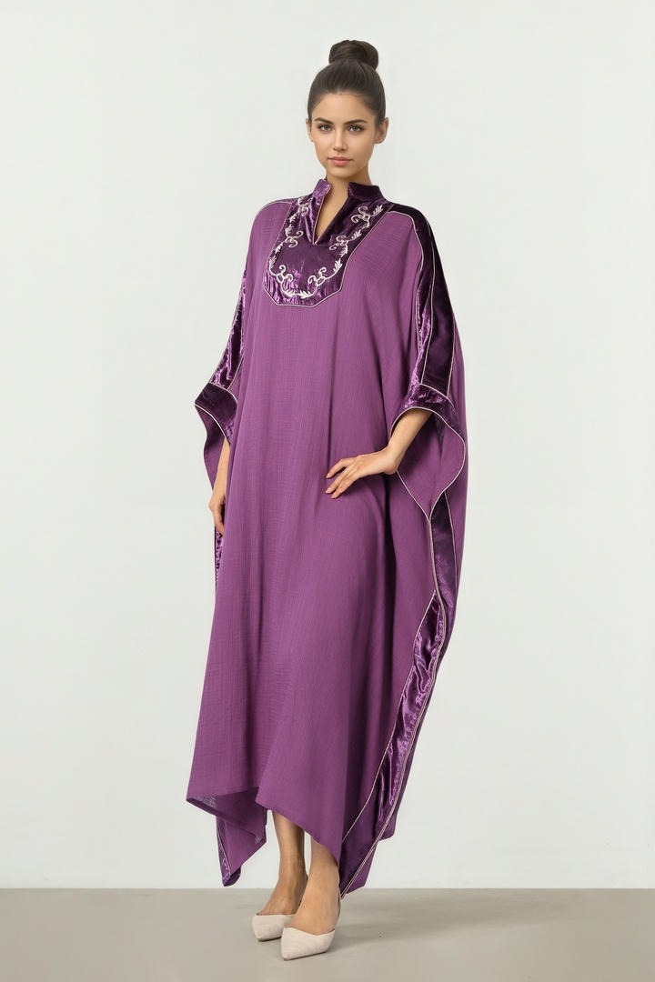 Embroidered Purple Kaftan