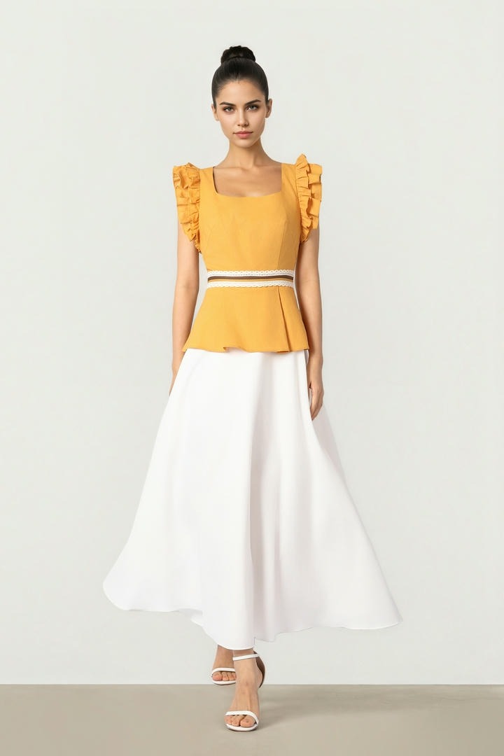 Ruffled Linen Midi