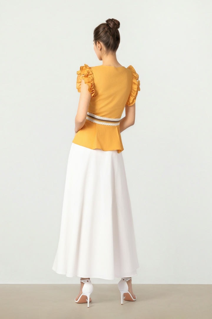 Ruffled Linen Midi