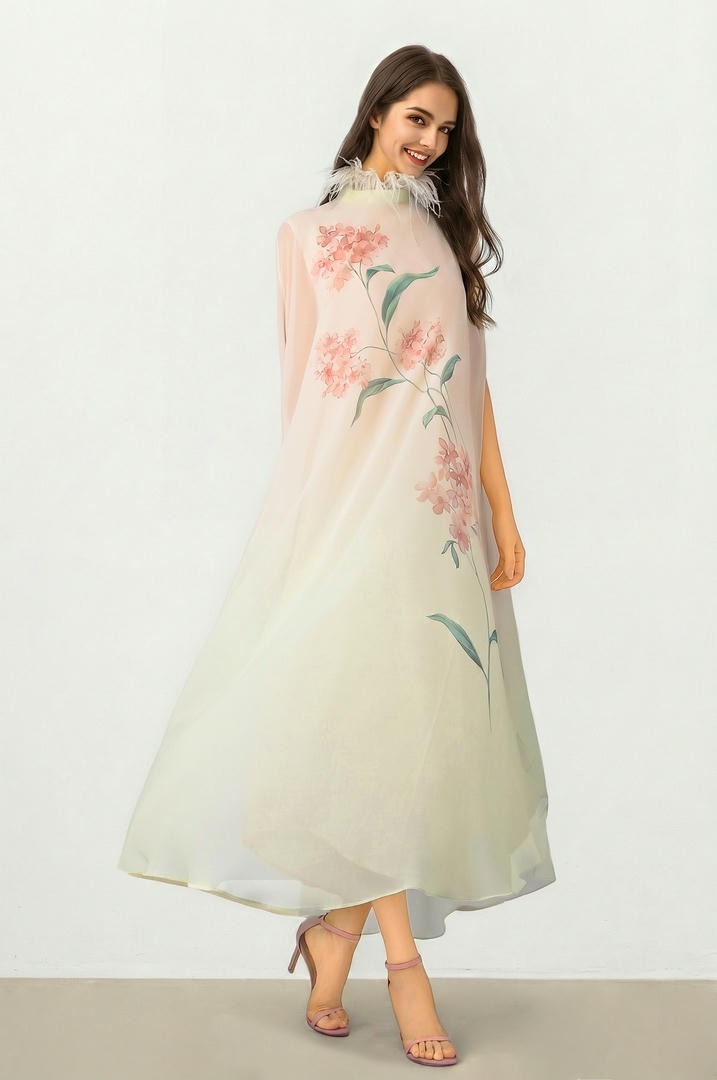 Chiffon Dress with Floral Print