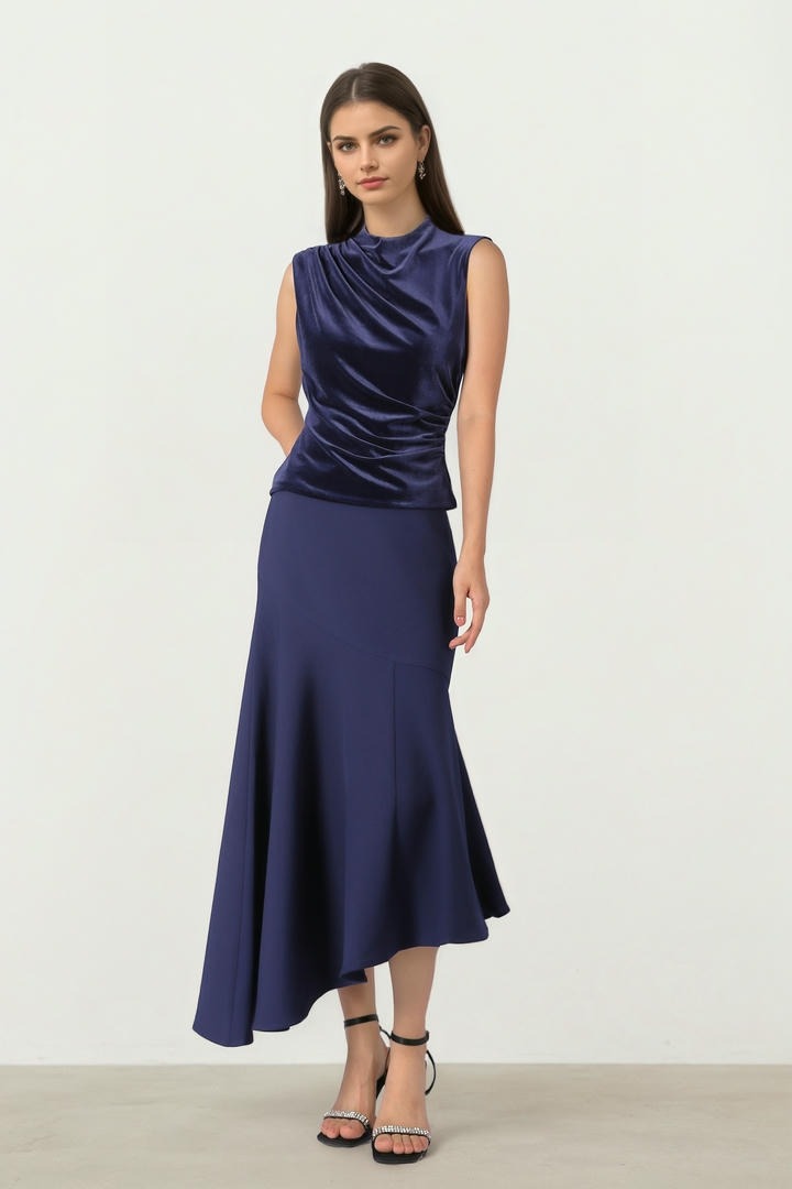 HIGH NECK VELVET TOP