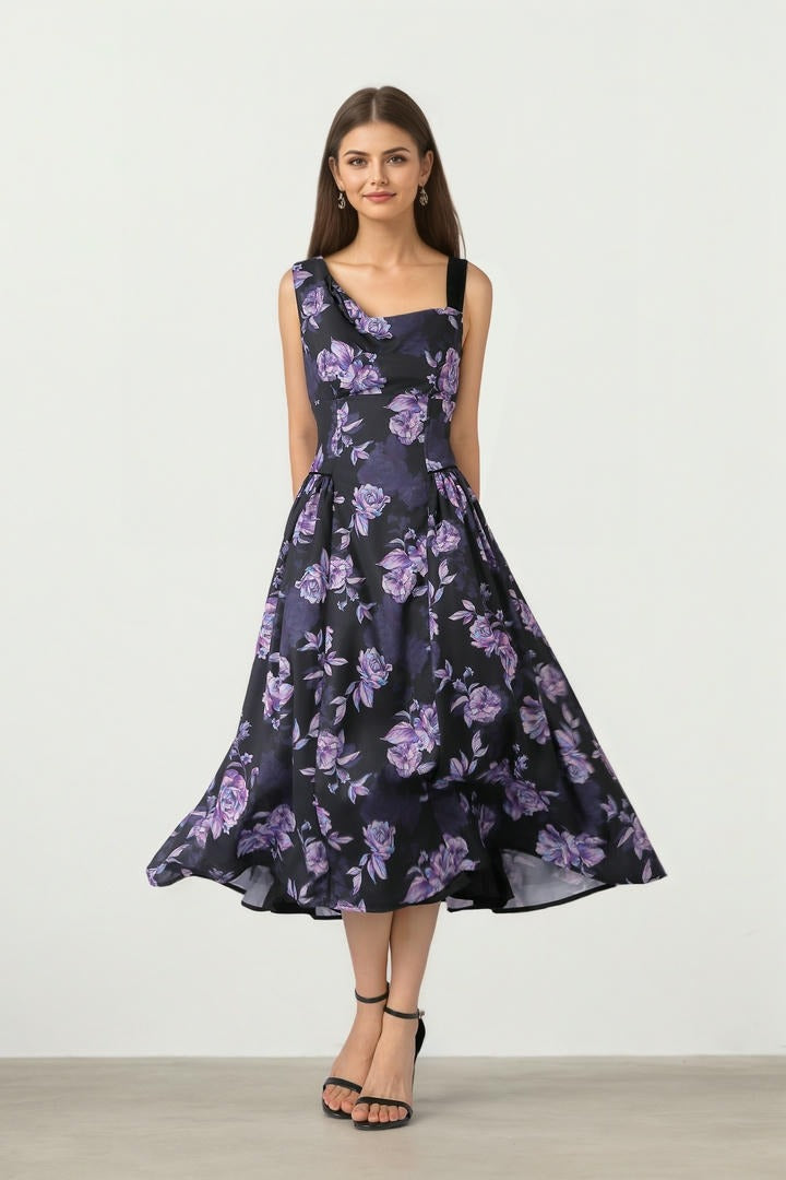 FLORAL PRINT MIDI DRESS