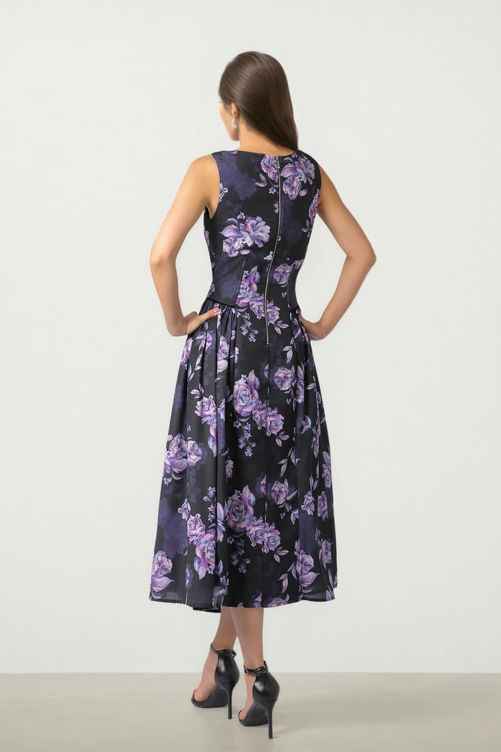 FLORAL PRINT MIDI DRESS