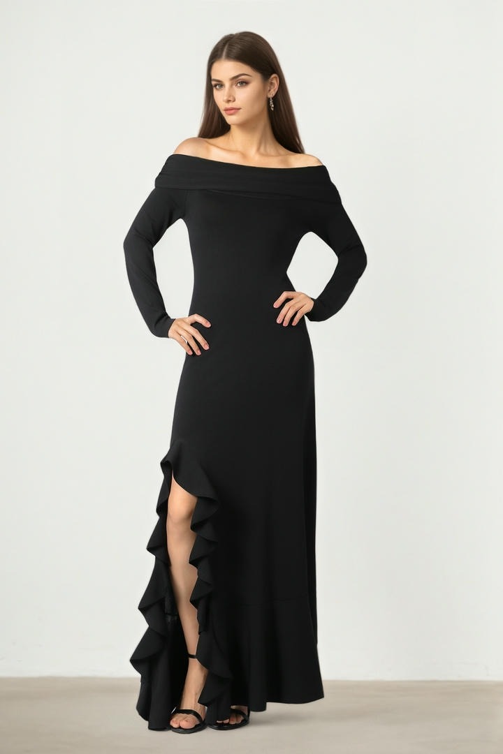 BLACK OFF SHOULDER DRESS