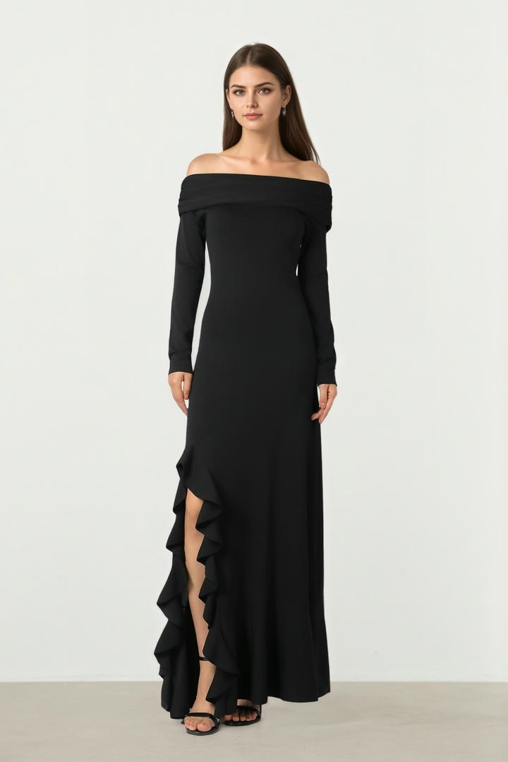 BLACK OFF SHOULDER DRESS