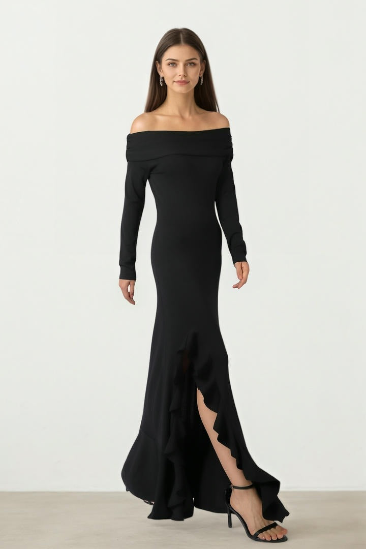 BLACK OFF SHOULDER DRESS