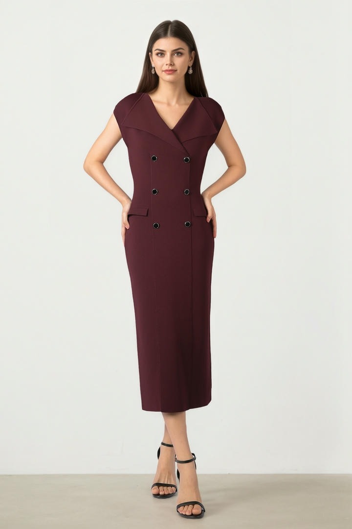 Double Breasted Knitted Dress