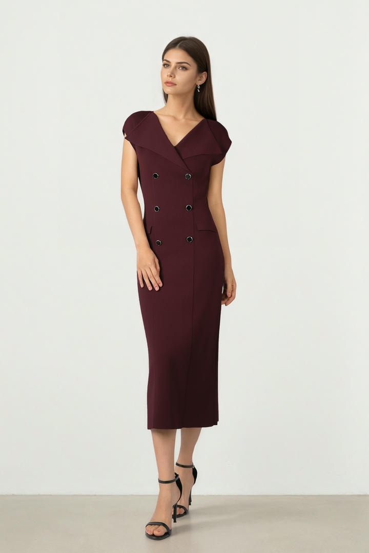 Double Breasted Knitted Dress