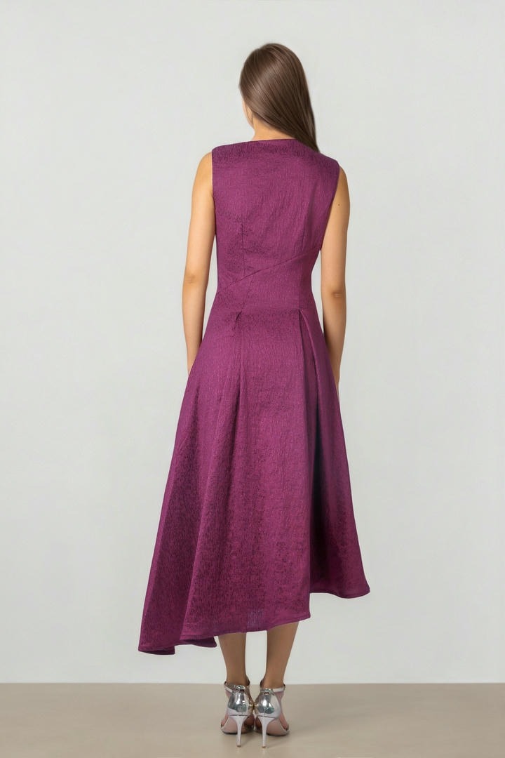 Elegant Pleated Jacquard Dress