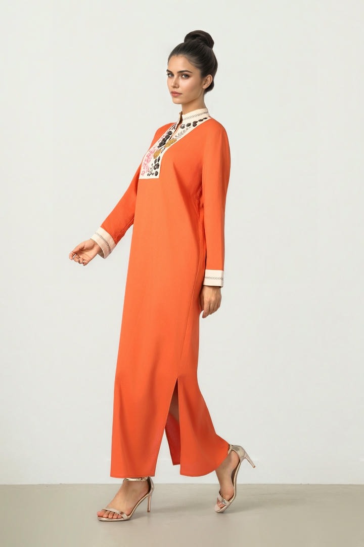 Embellished Linen Kaftan