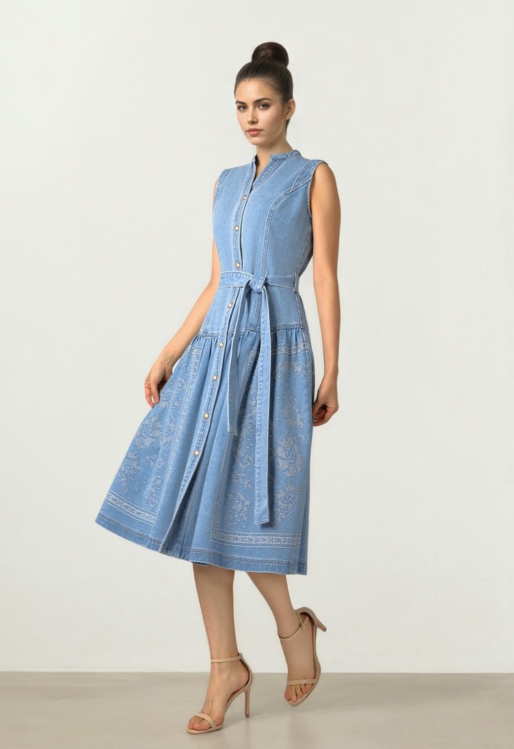 Light Denim Midi
